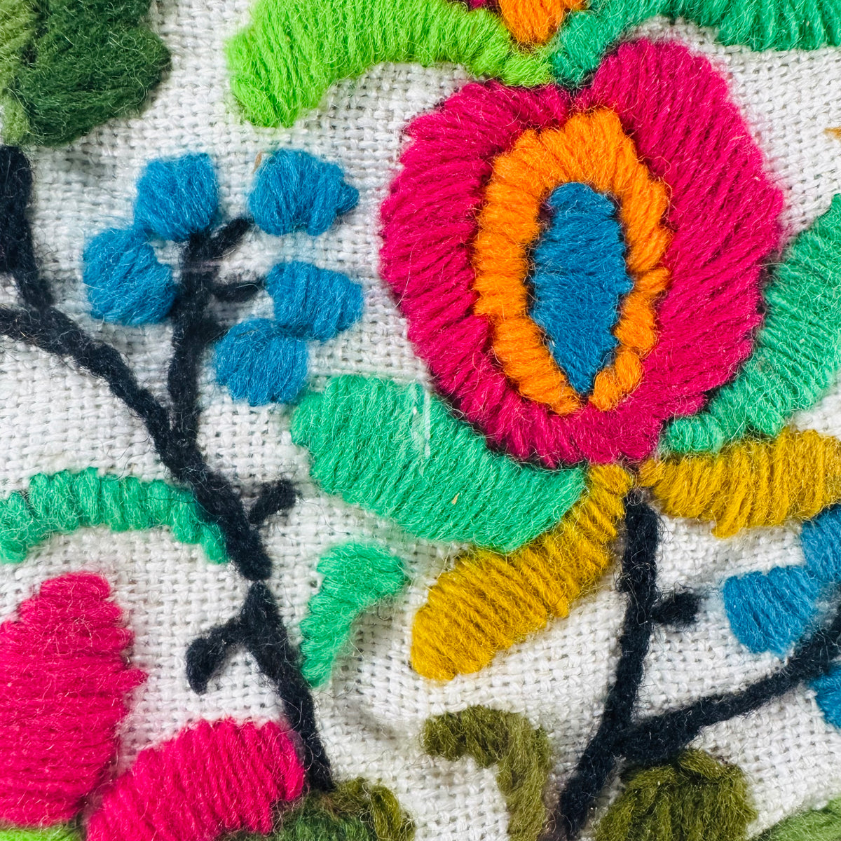 Vintage 1970s Crewel Embroidery Floral Wall Art Oval Frame Pennsylvania Dutch Style Spring Bouquet Needlework