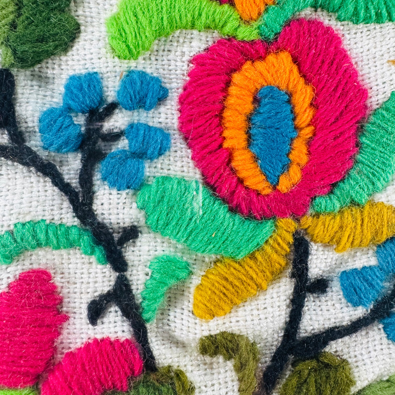 Vintage 1970s Crewel Embroidery Floral Wall Art Oval Frame Pennsylvania Dutch Style Spring Bouquet Needlework