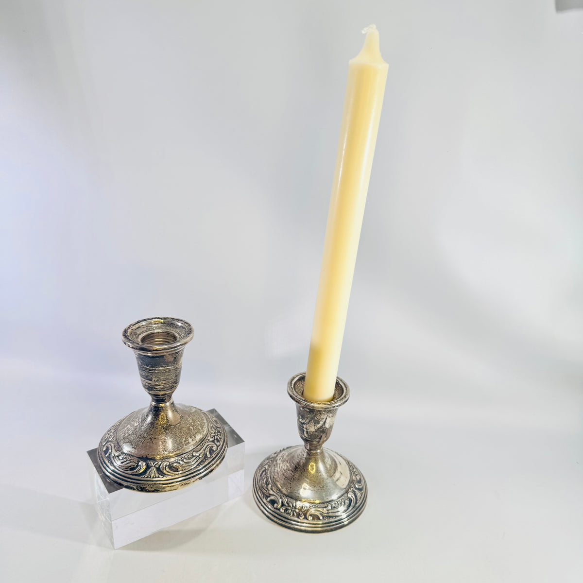 Towle 6020 Sterling Candlesticks Pair, Chippendale Style