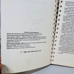 Gemini-10X/15X User’s Manual (1983) — Star Micronics | Spiral-Bound Guide with Diagrams & BASIC Code, Technology/Computer Manual