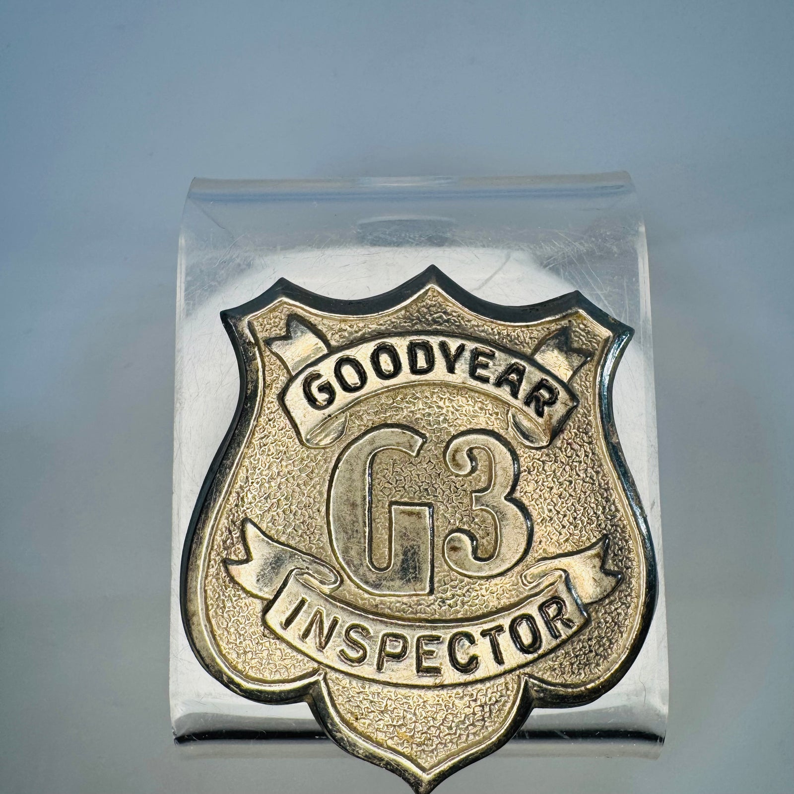 Vintage Goodyear G3 Inspector Badge Shield Pin Petroliana Tire Factory Quality Control Badge Amer Ry S Co New York