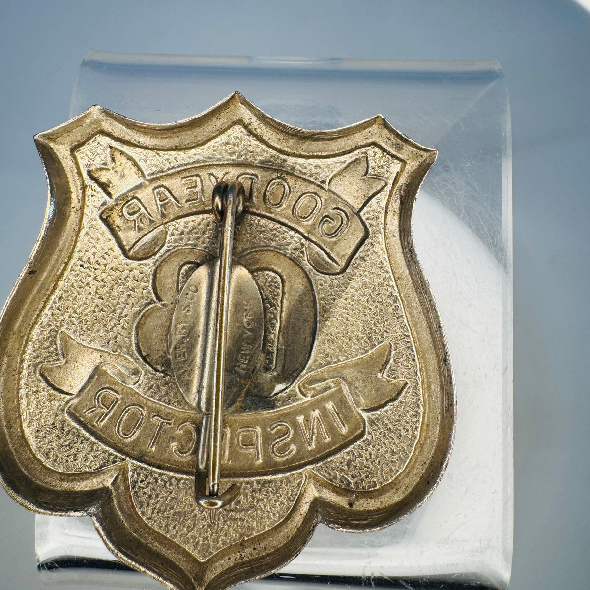 Vintage Goodyear G3 Inspector Badge Shield Pin Petroliana Tire Factory Quality Control Badge Amer Ry S Co New York
