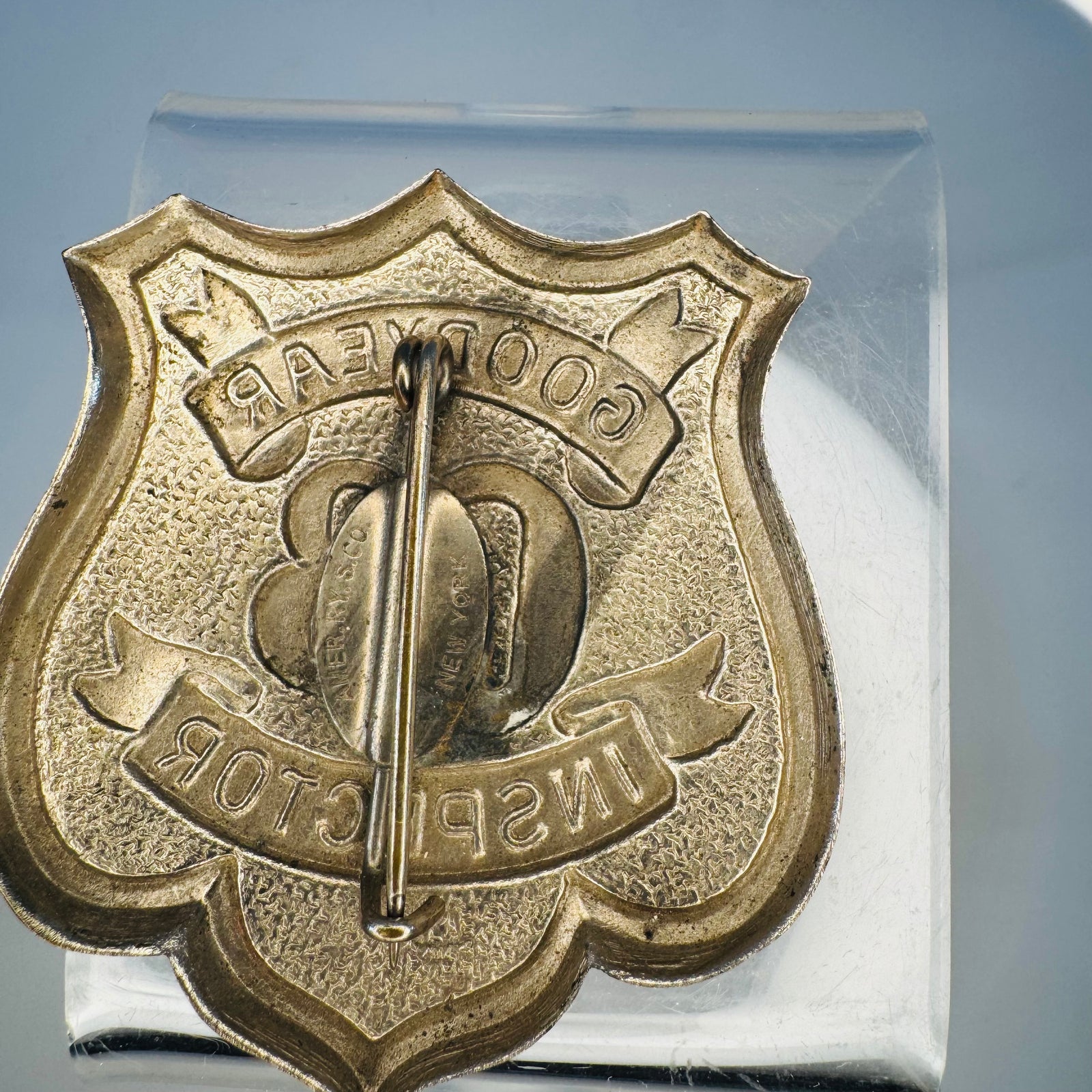 Vintage Goodyear G3 Inspector Badge Shield Pin Petroliana Tire Factory Quality Control Badge Amer Ry S Co New York