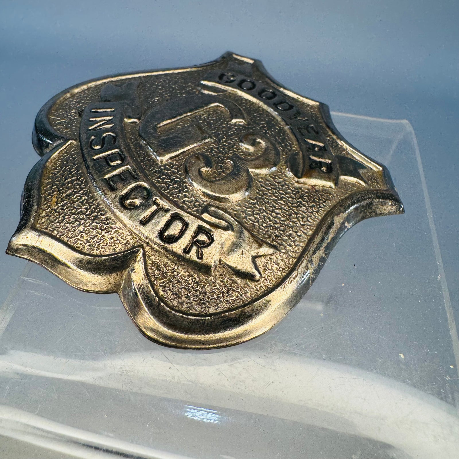 Vintage Goodyear G3 Inspector Badge Shield Pin Petroliana Tire Factory Quality Control Badge Amer Ry S Co New York