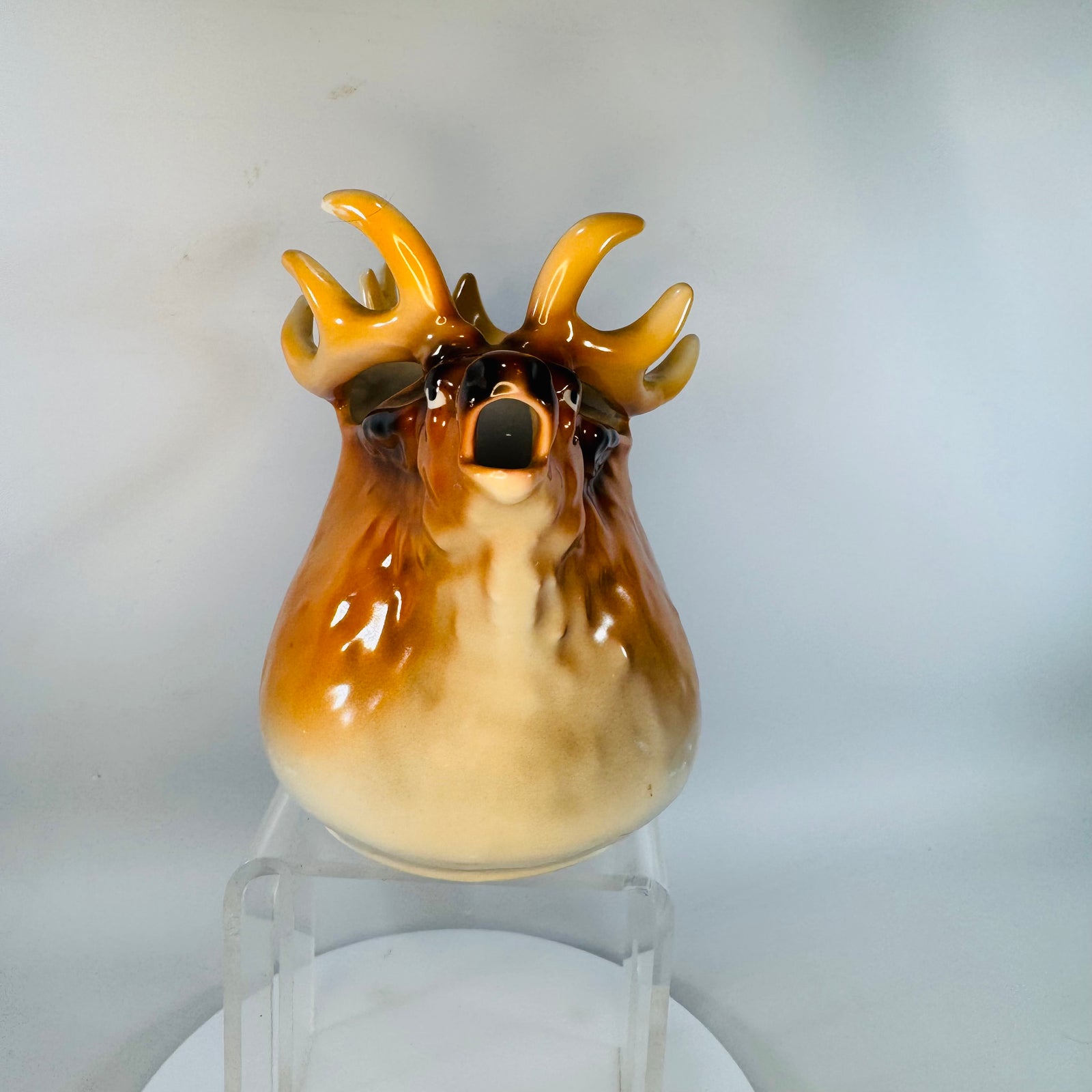 Antique Royal Bayreuth Elk Creamer Porcelain Figural Pitcher Bavaria Deer Stag Creamer Pre 1902 Mark