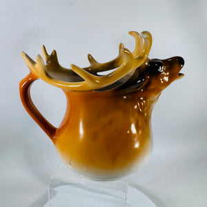 Antique Royal Bayreuth Elk Creamer Porcelain Figural Pitcher Bavaria Deer Stag Creamer Pre 1902 Mark