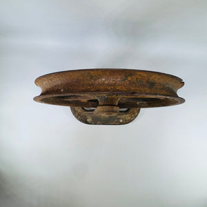 Antique Cast Iron Upright Pulley Sheave Pat Apr 18 1876, Barn or Industrial Hardware, Rustic Steamboat Pulley Decor