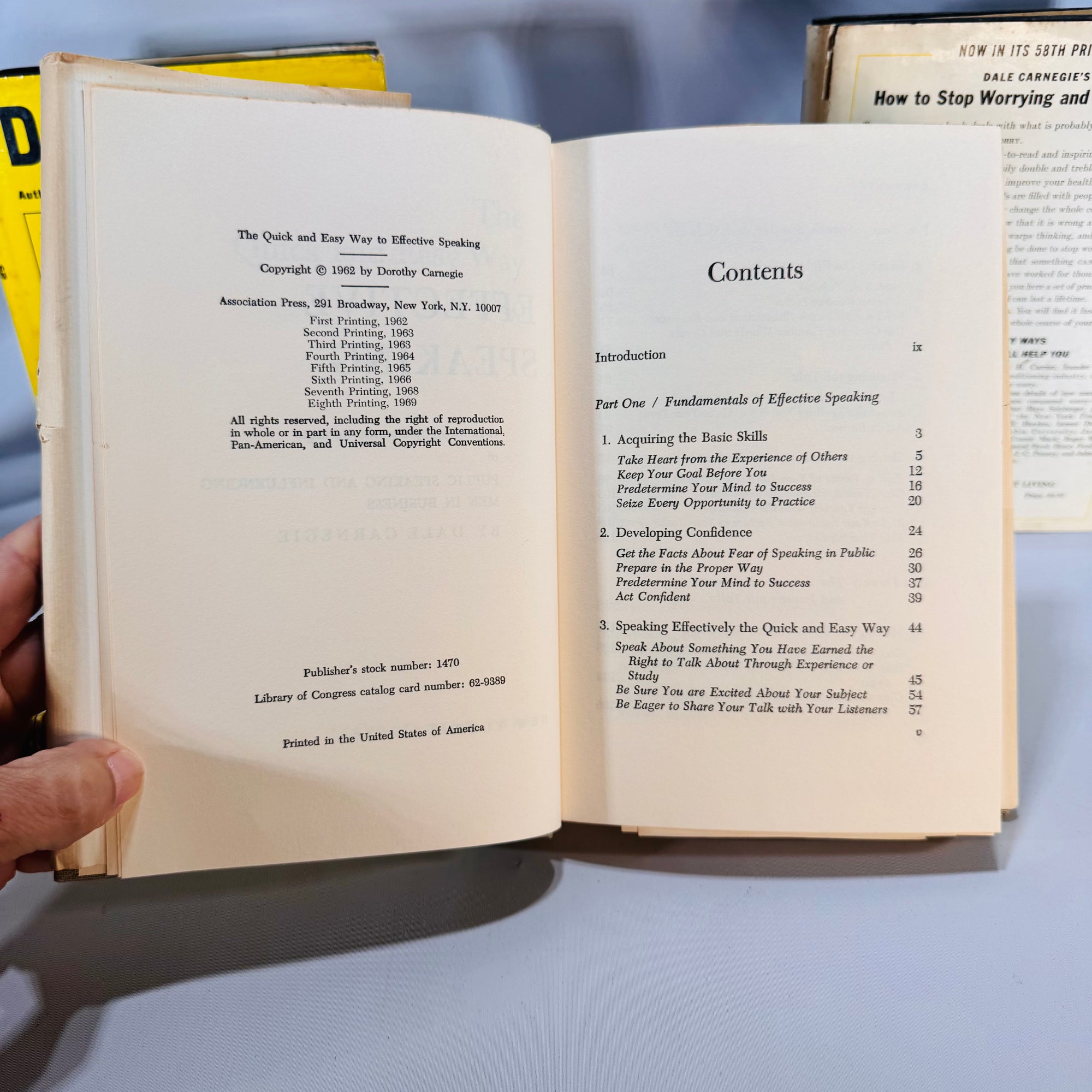 Dale Carnegie Hardcover Set of 3 (1948–1969) — How to Win Friends, How to Stop Worrying, Effective Speaking | With Dust Jackets, Self-Help