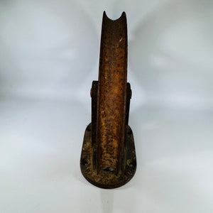 Antique Cast Iron Upright Pulley Sheave Pat Apr 18 1876, Barn or Industrial Hardware, Rustic Steamboat Pulley Decor