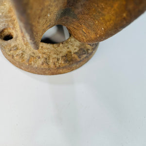 Antique Cast Iron Upright Pulley Sheave Pat Apr 18 1876, Barn or Industrial Hardware, Rustic Steamboat Pulley Decor
