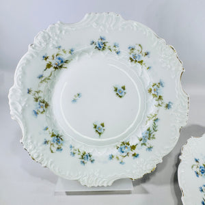 Hermann Ohme Eglantine Plates Set of 2 Blue Floral Gold Trim