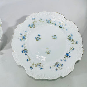 Hermann Ohme Eglantine Plates Set of 2 Blue Floral Gold Trim