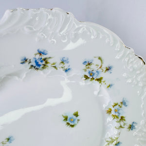 Hermann Ohme Eglantine Plates Set of 2 Blue Floral Gold Trim