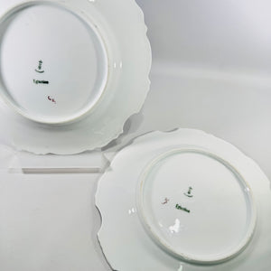 Hermann Ohme Eglantine Plates Set of 2 Blue Floral Gold Trim