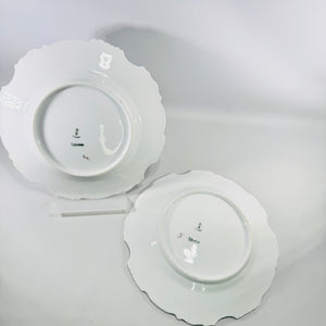 Hermann Ohme Eglantine Plates Set of 2 Blue Floral Gold Trim