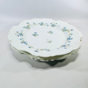 Hermann Ohme Eglantine Plates Set of 2 Blue Floral Gold Trim