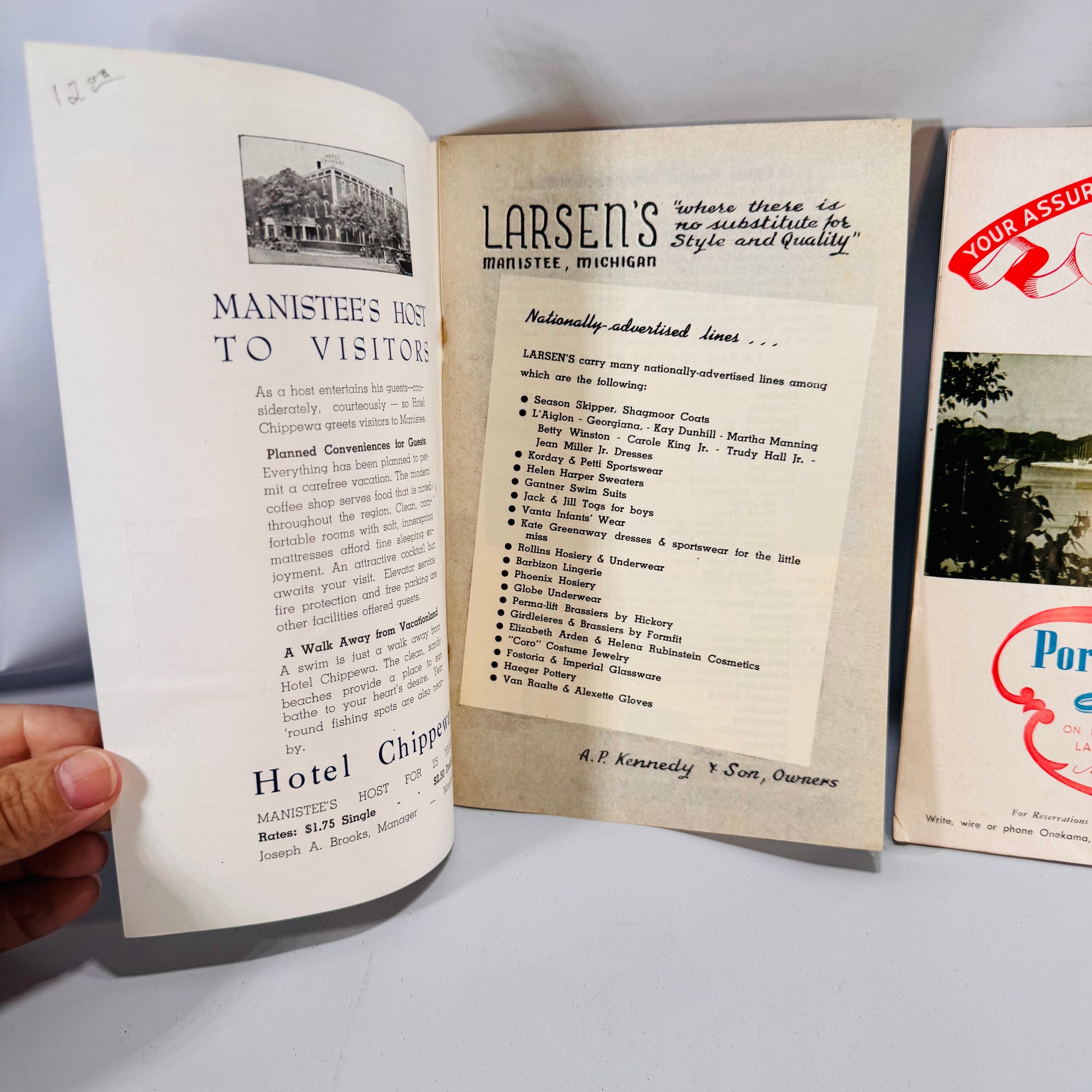 ManistMee County, Michigan Vacation Guides Set (1946 ) — Examiner Printing Co. / Manistee Board of Commerce | Maps & Ads Regional Travel History Ephemera