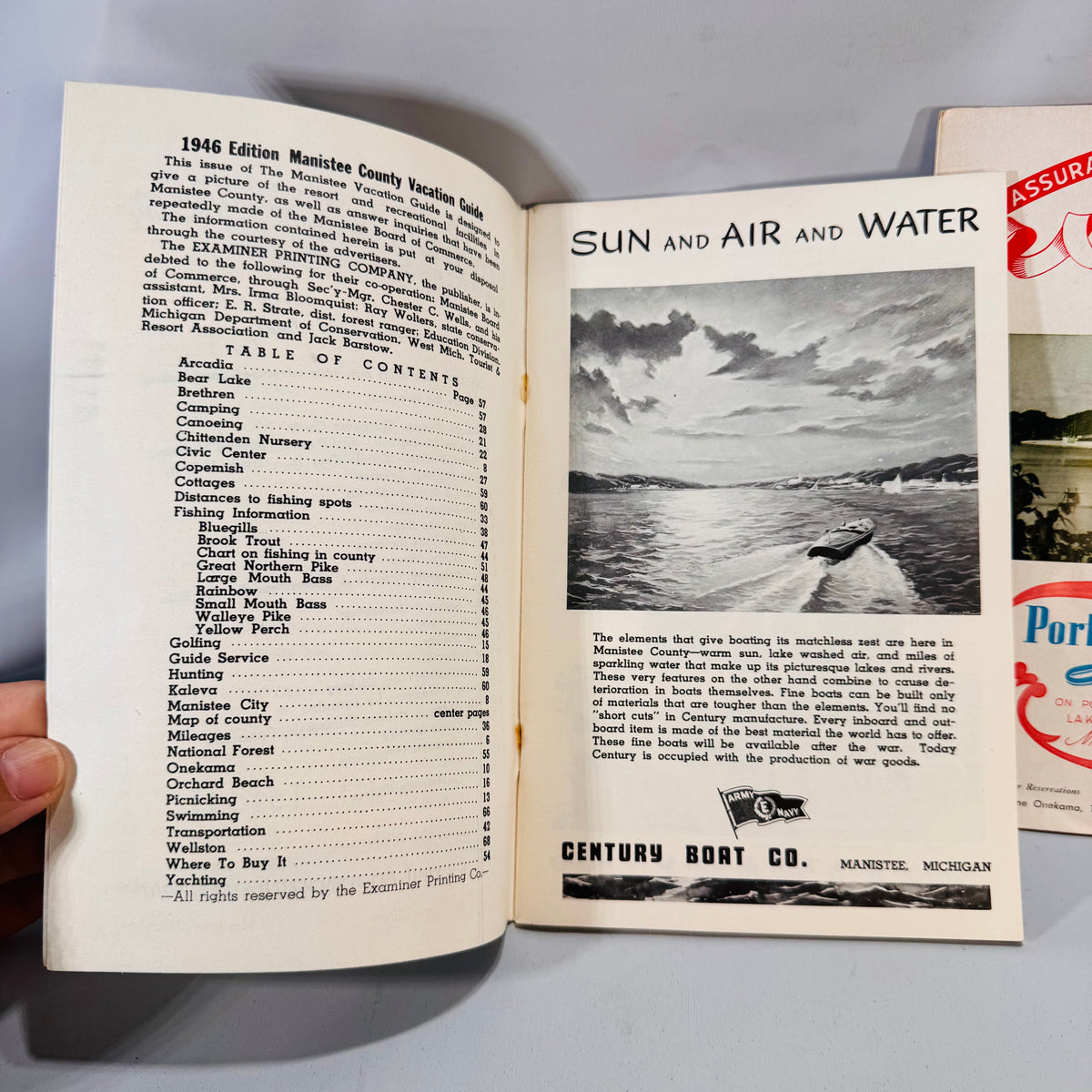 ManistMee County, Michigan Vacation Guides Set (1946 ) — Examiner Printing Co. / Manistee Board of Commerce | Maps & Ads Regional Travel History Ephemera