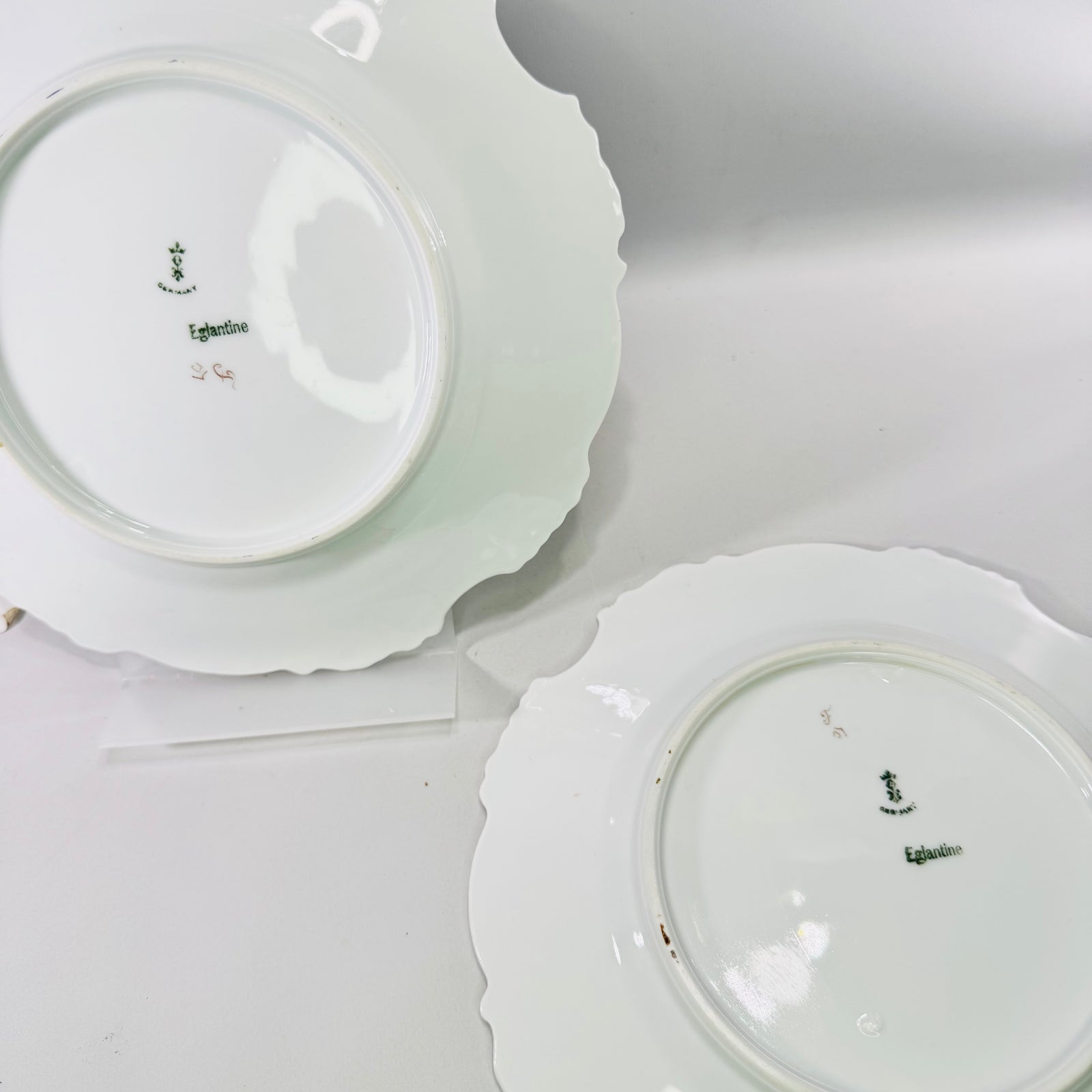 Hermann Ohme Eglantine Plates Set of 2 Peach Blue Floral