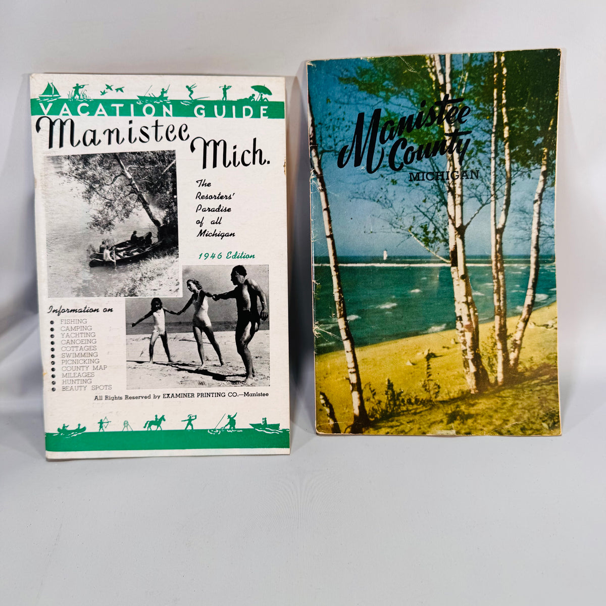 ManistMee County, Michigan Vacation Guides Set (1946 ) — Examiner Printing Co. / Manistee Board of Commerce | Maps &amp; Ads Regional Travel History Ephemera