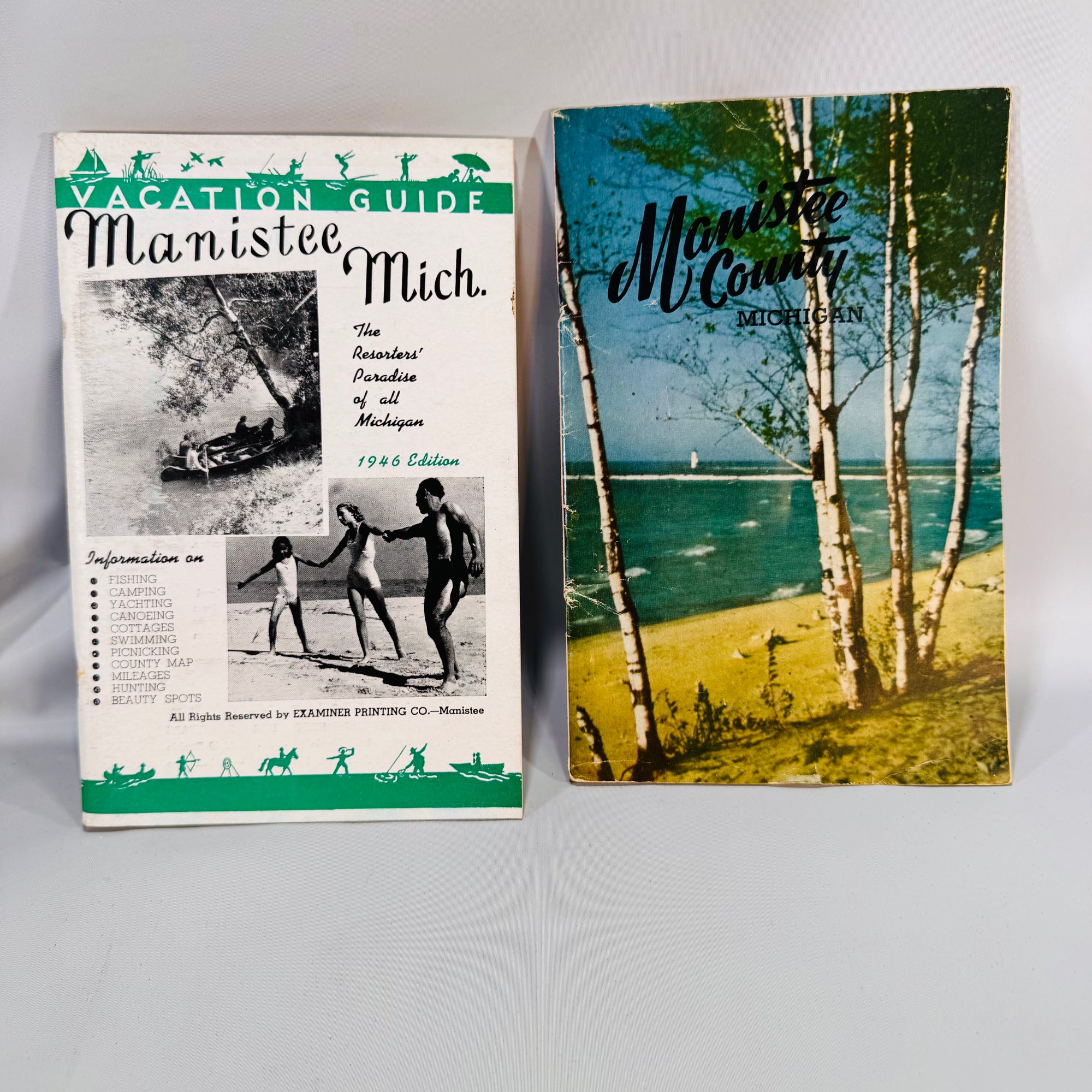 ManistMee County, Michigan Vacation Guides Set (1946 ) — Examiner Printing Co. / Manistee Board of Commerce | Maps & Ads Regional Travel History Ephemera