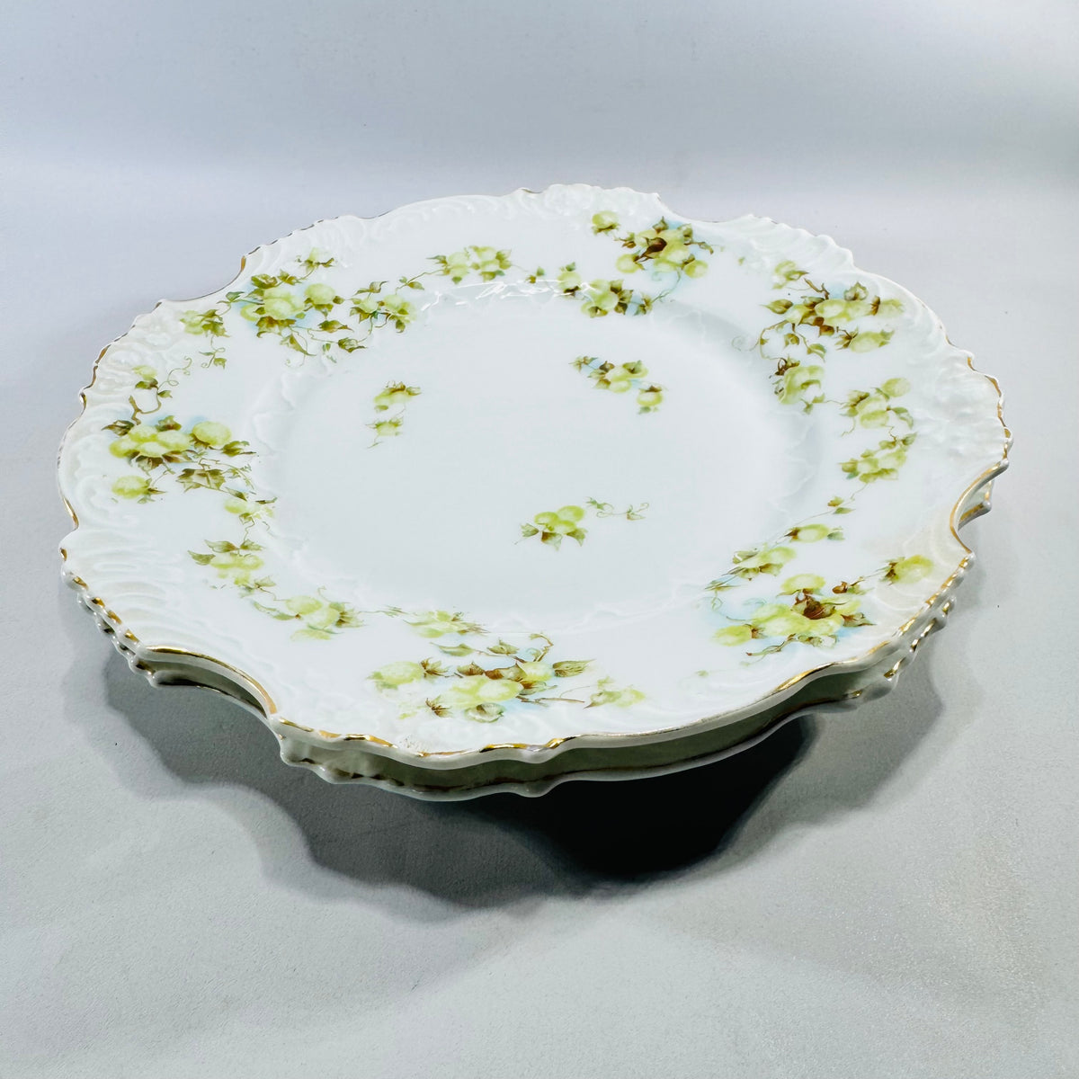 Hermann Ohme Eglantine Plates Set of 2 Green Blue Floral