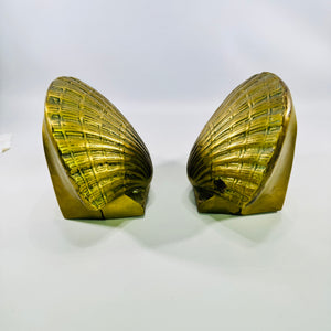 Solid Brass Scallop Shell Bookends Pair Coastal Decor