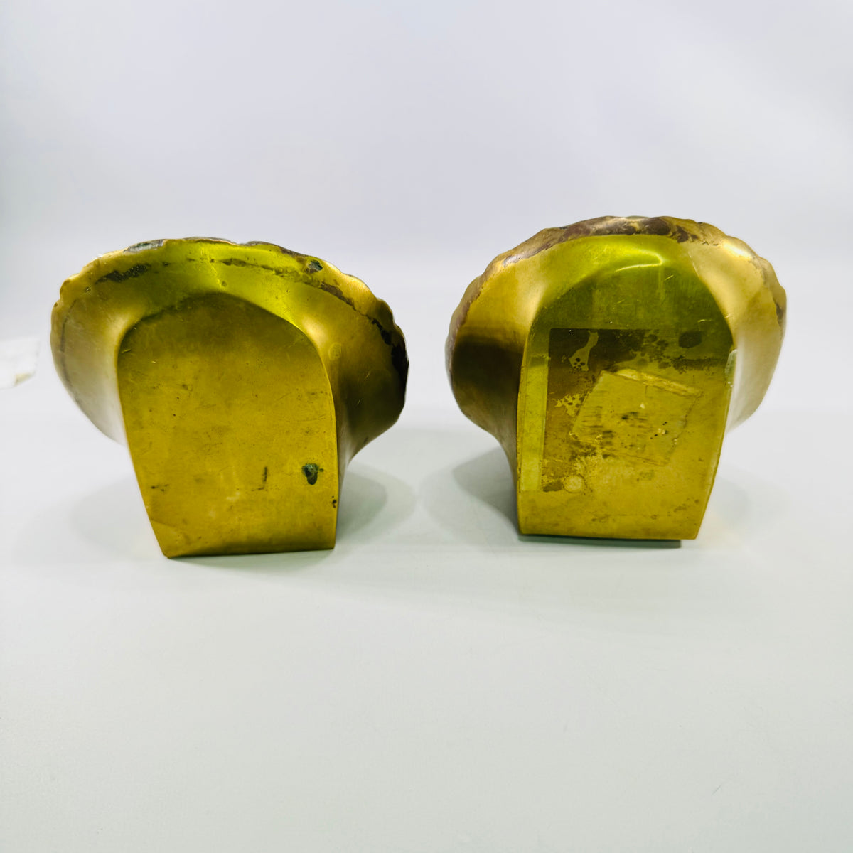 Solid Brass Scallop Shell Bookends Pair Coastal Decor