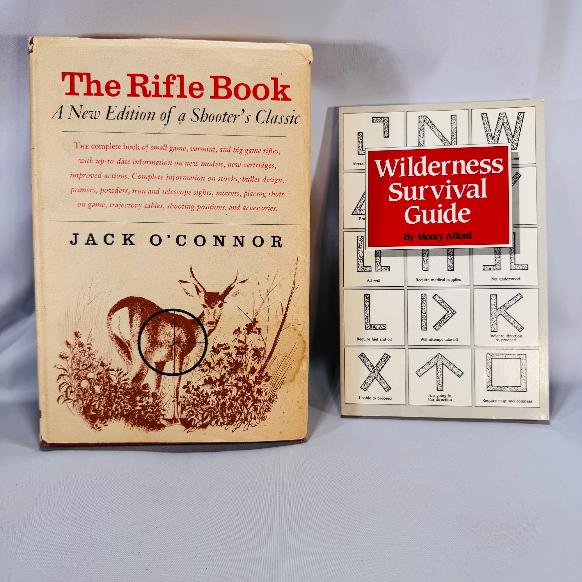 Hunting & Survival Bundle — The Rifle Book (1964, 2nd Rev.) + Wilderness Survival Guide (1987) — Jack O’Connor & Monty Alford | 2-Book Bundle, Sporting/Outdoor