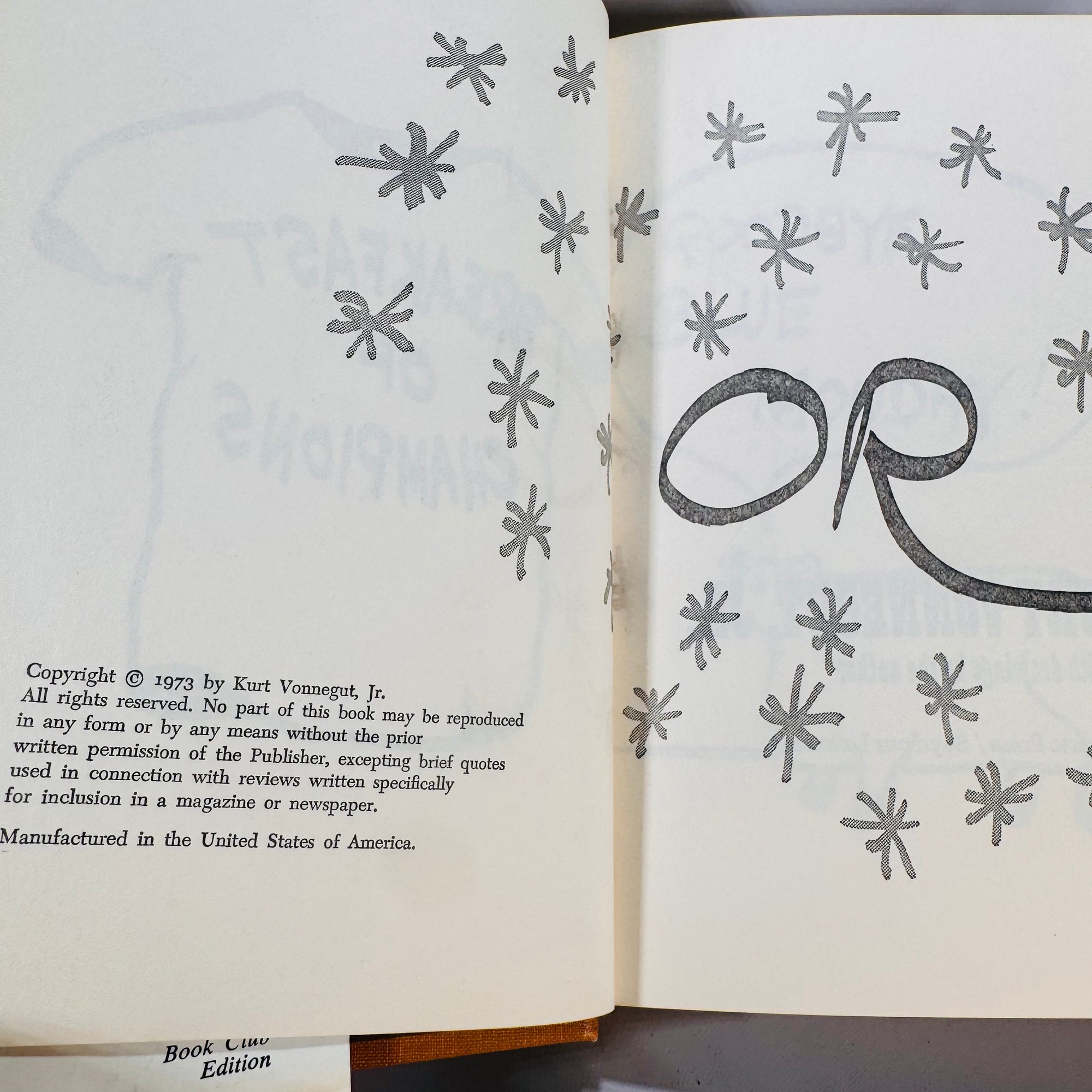 Vintage Literary Satire — Breakfast of Champions (1973) — Kurt Vonnegut Jr. | Book Club Edition with Author Drawings