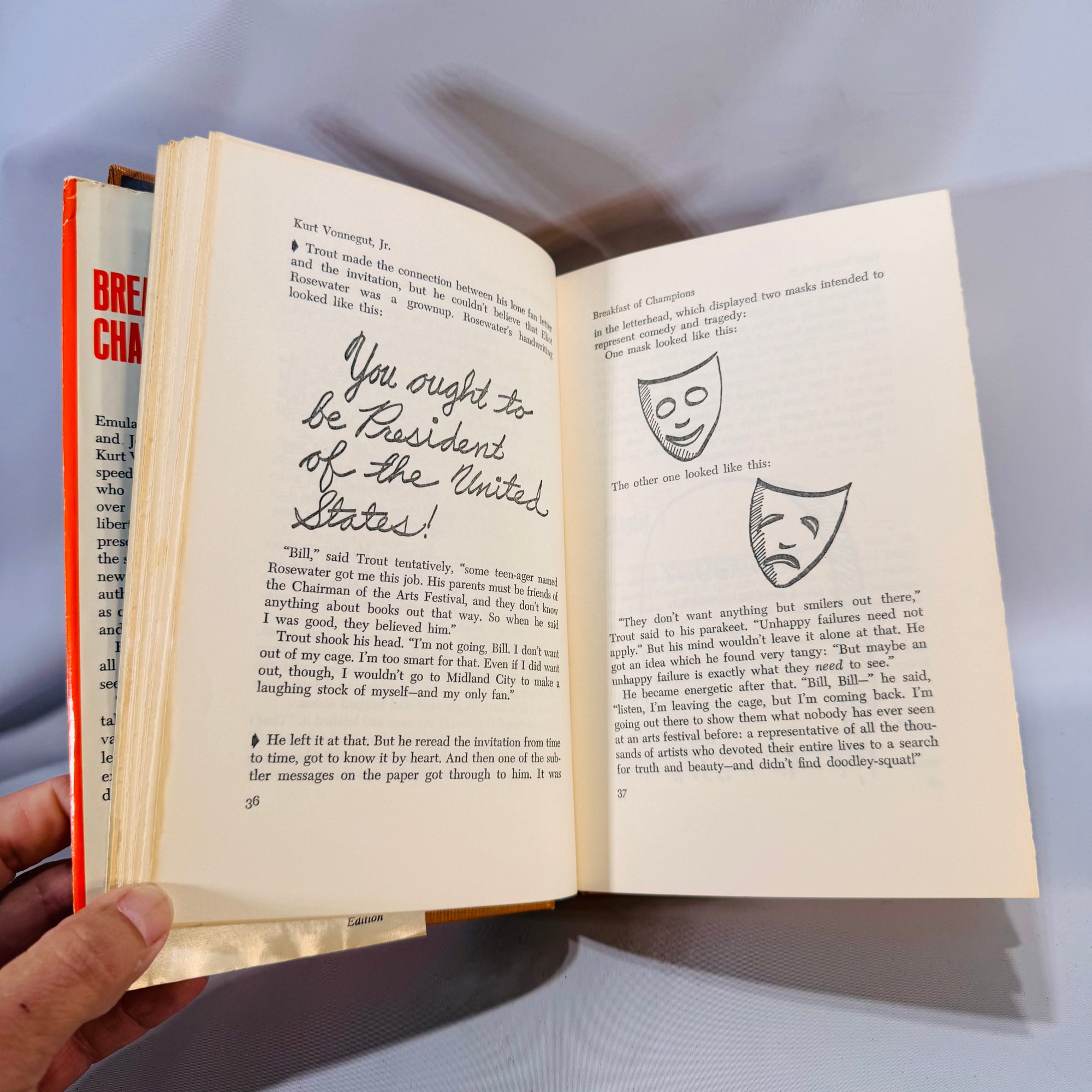 Vintage Literary Satire — Breakfast of Champions (1973) — Kurt Vonnegut Jr. | Book Club Edition with Author Drawings