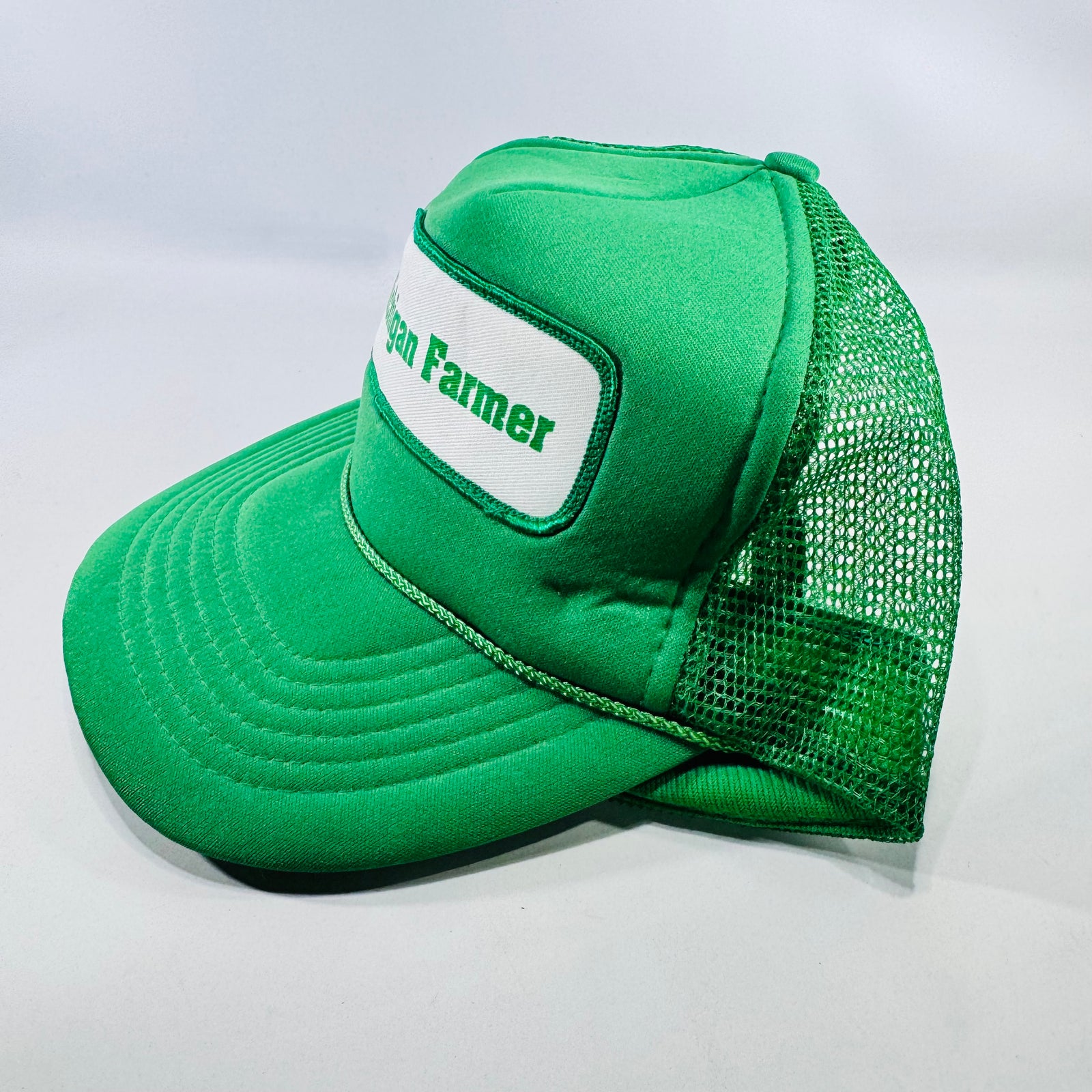 Michigan Farmer Trucker Hat Green Mesh Snapback Vintage