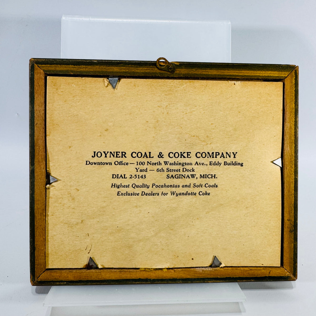 Vintage Framed Advertising Thermometer Joyner Coal & Coke Saginaw MI Cottage Picture 6x5 Wall Decor Nonworking