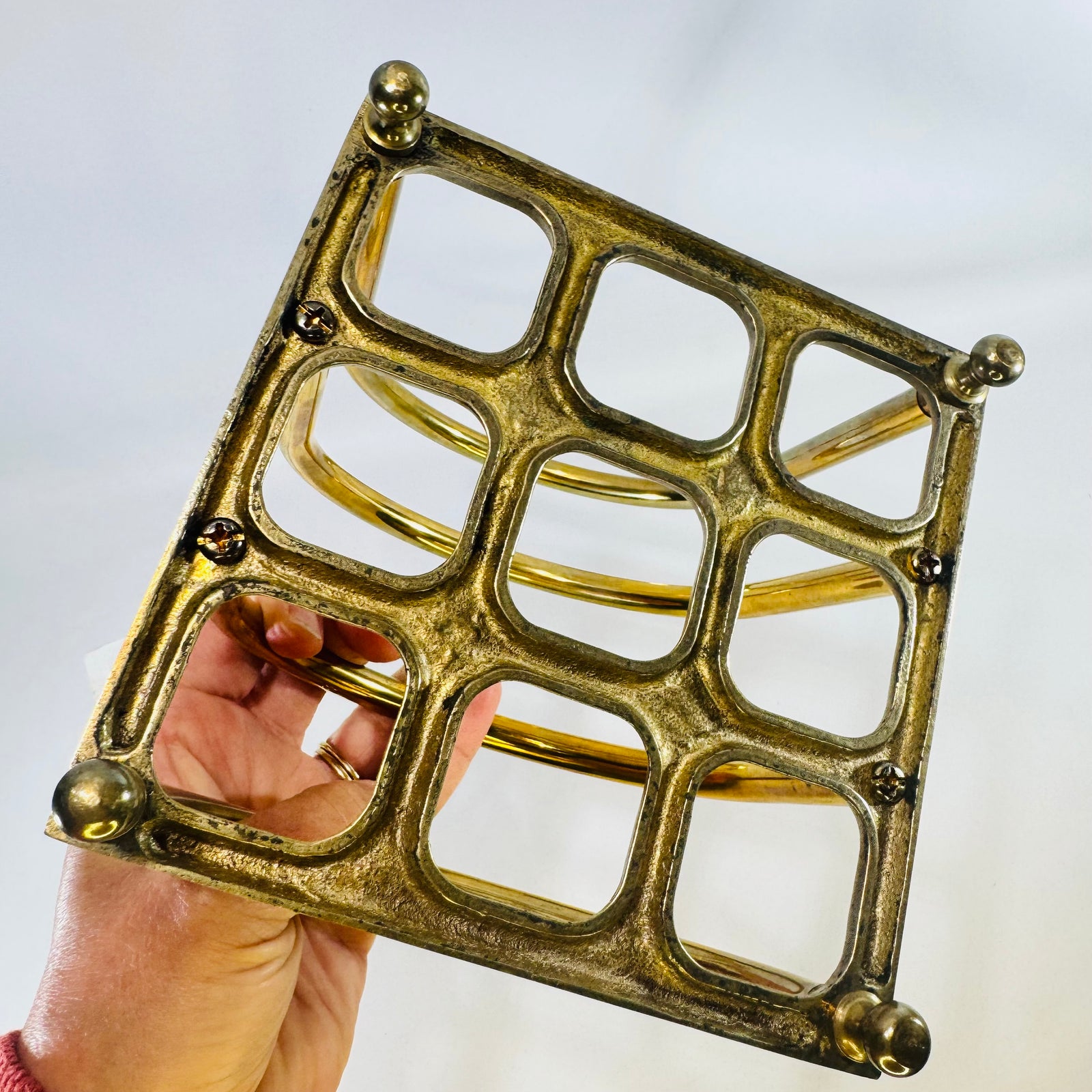 Brass Tiered Letter Holder Mid Century Desk Organizer