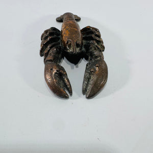Vintage Brass Lobster Figurine Paperweight Belt Buckle Style Coastal Desk Decor Dark Patina Crab Crawfish Figure 4x3.5