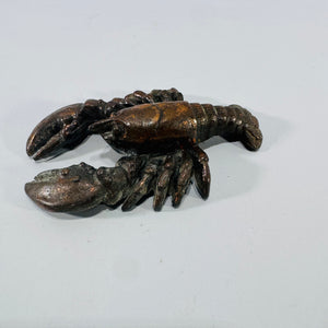 Vintage Brass Lobster Figurine Paperweight Belt Buckle Style Coastal Desk Decor Dark Patina Crab Crawfish Figure 4x3.5