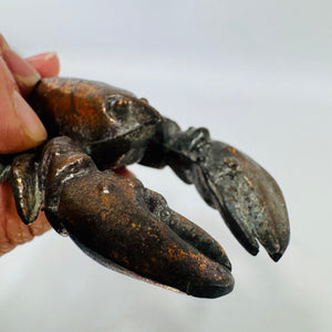 Vintage Brass Lobster Figurine Paperweight Belt Buckle Style Coastal Desk Decor Dark Patina Crab Crawfish Figure 4x3.5