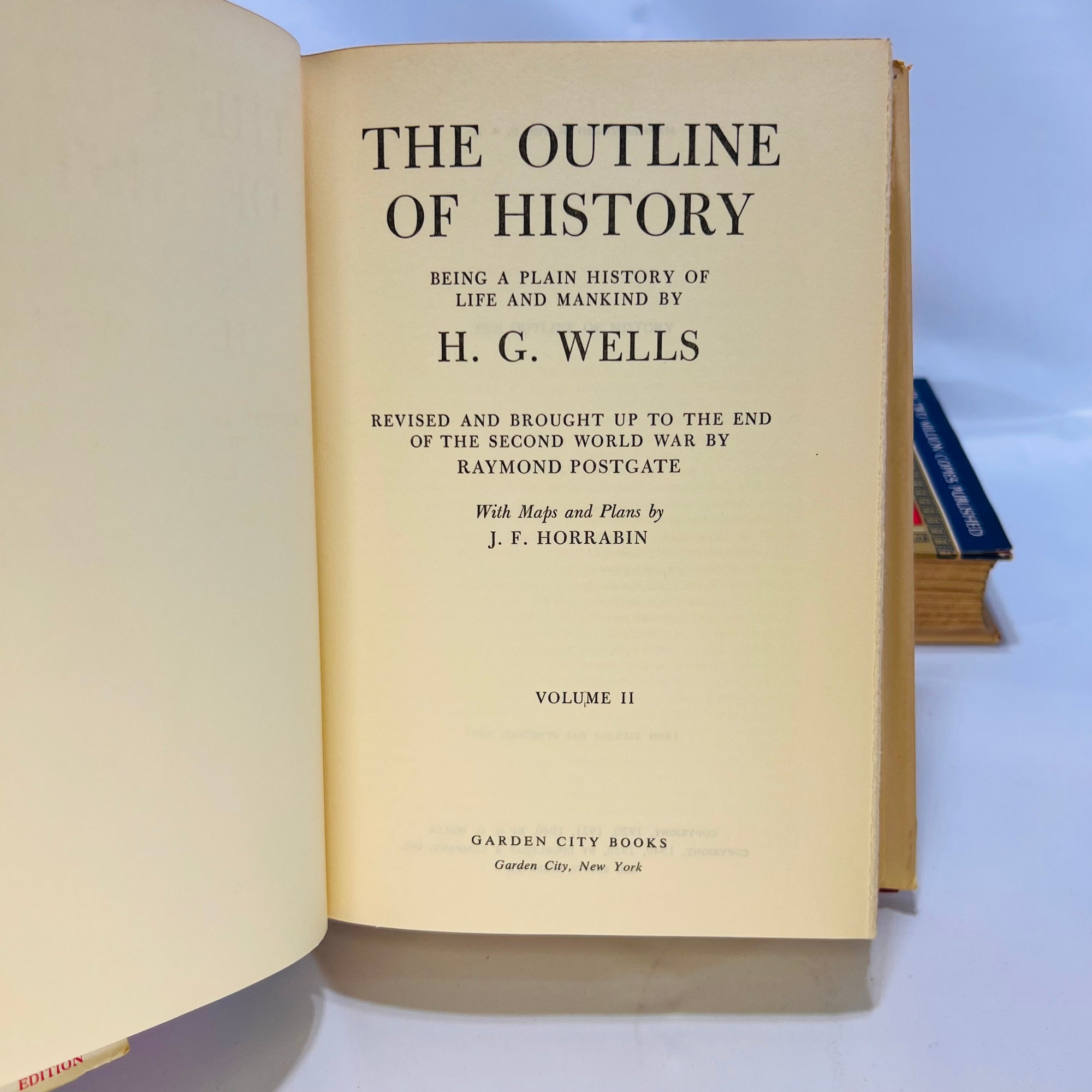 The Outline of History The Whole of Man by H.G.Wells Garden City Books Two Volumes 1956