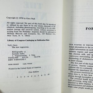 Vintage Health & Nutrition Book — The New Vegetarian (1978) — Gary Null with Steve Null | First Edition, Vegetarian Nutrition