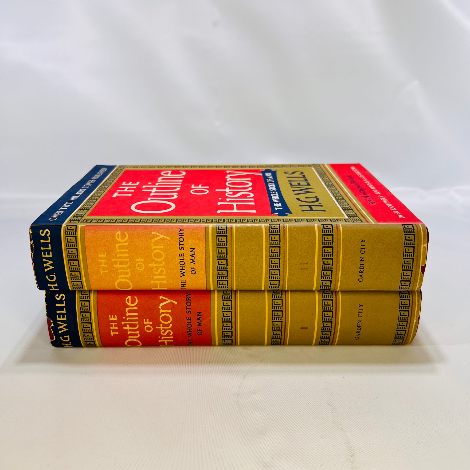 The Outline of History The Whole of Man by H.G.Wells Garden City Books Two Volumes 1956