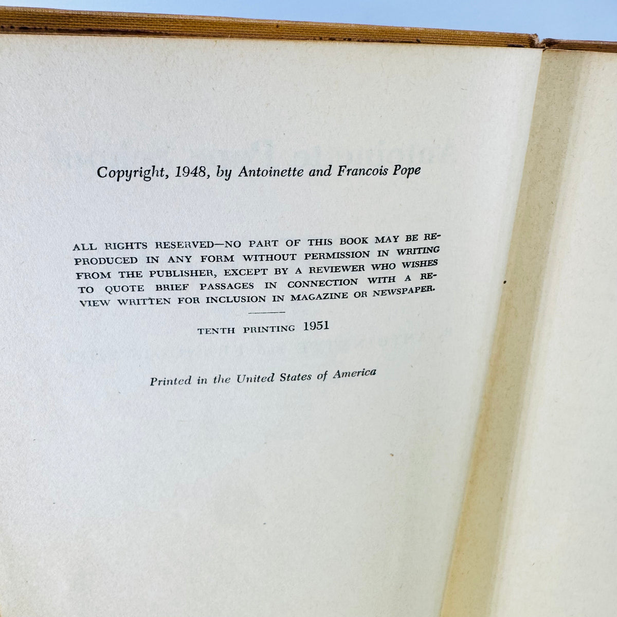 Antoinette Pope School Cookbook 1951 Tenth Printing by Antoinette and Francois Pope Hardcover with Handwritten Notes