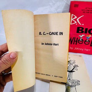 Set of 3 B.C. Comic Books by Johnny Hart: I B.C., Cave In, and Big Wheel