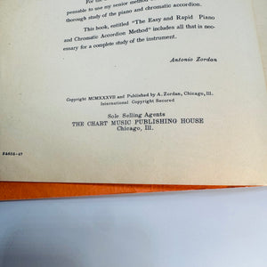 Vintage Music Instruction Book — Zordan’s Piano Accordion Junior Method (1937) — Antonio Zordan | Treble Clef Edition, Music Education