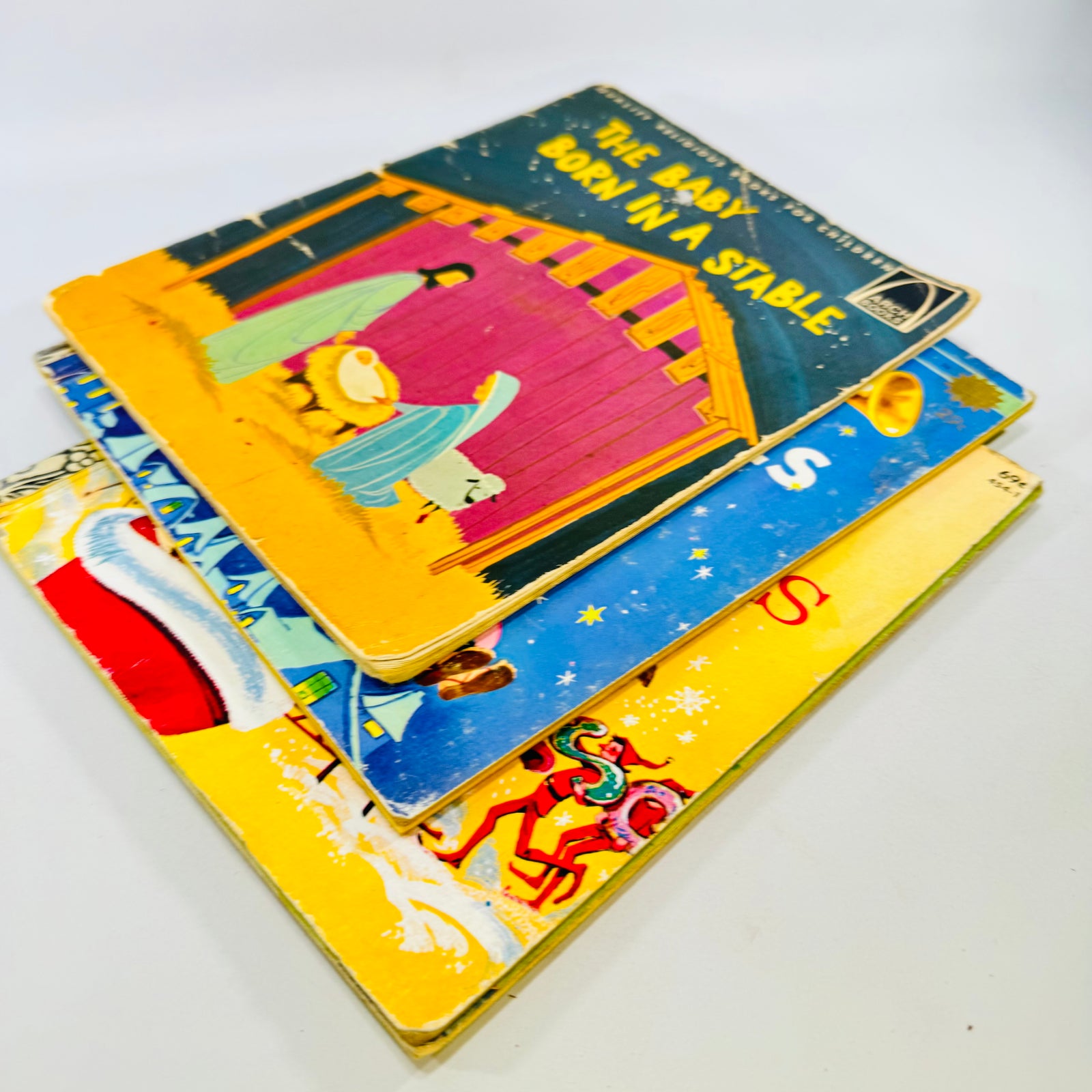 ABC for Christmas Golden Press, The Baby Born in a Stable 1965 Book Lot of 3