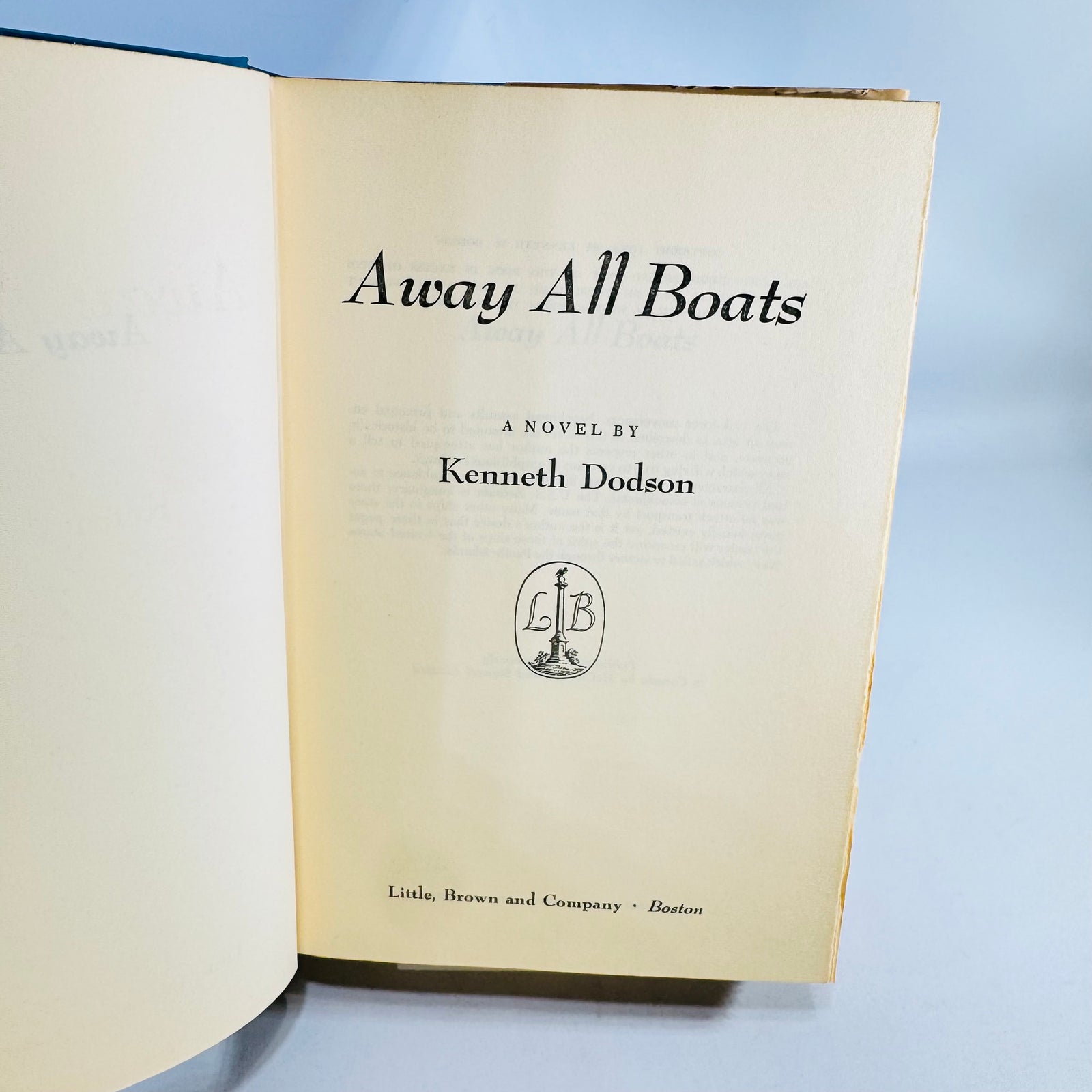 Away All Boats by Kenneth Dodson 1954 Book Club Edition Hardcover with Dust Jacket