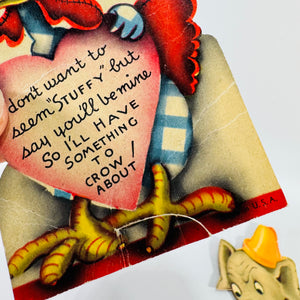 Vintage Valentine Card Bundle of 3 Die Cut Animal Valentines