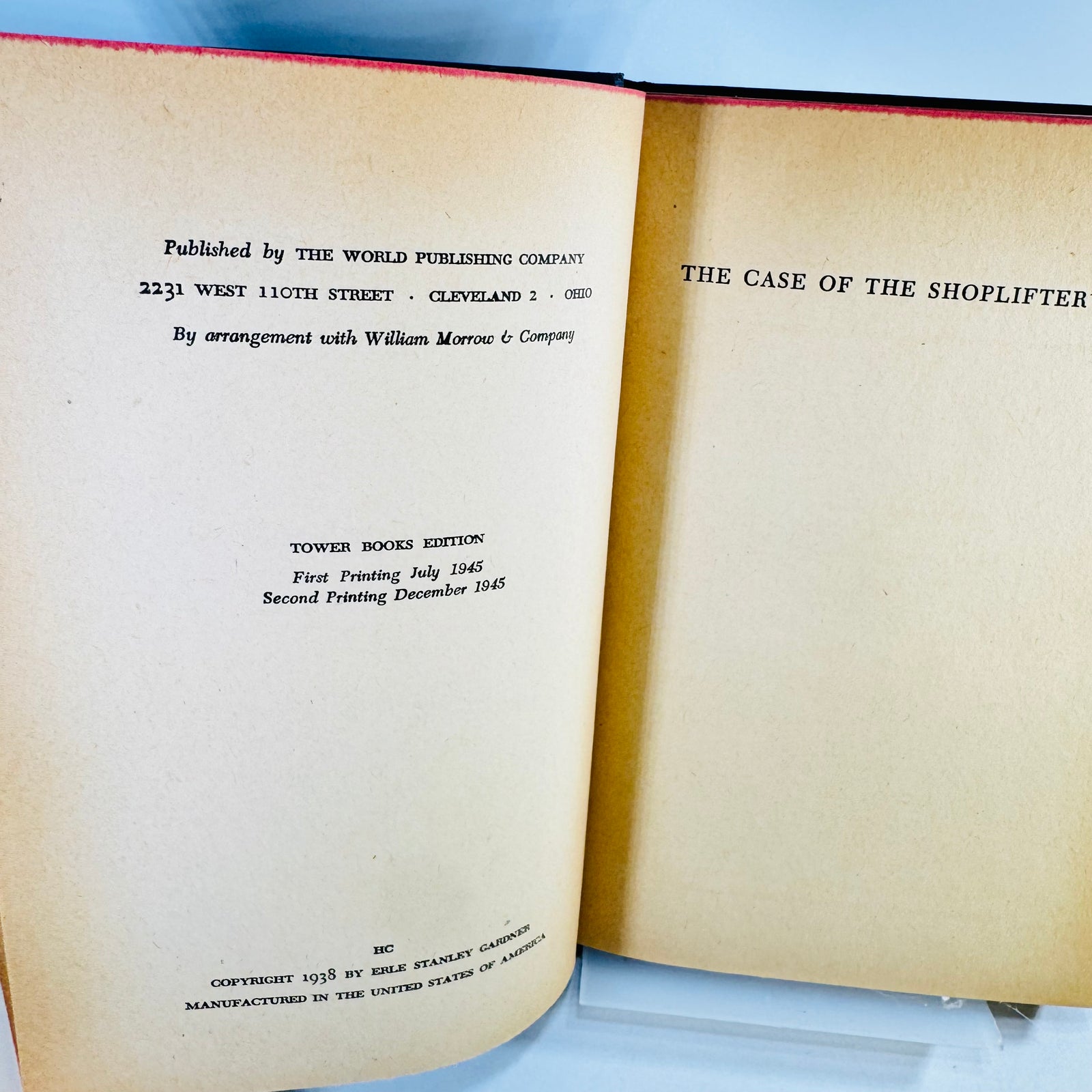 The Case of the Shoplifter's Shoe by Erle Stanley Gardner 1945 Tower Books Second Printing Hardcover with Dust Jacket