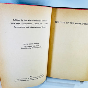 The Case of the Shoplifter's Shoe by Erle Stanley Gardner 1945 Tower Books Second Printing Hardcover with Dust Jacket
