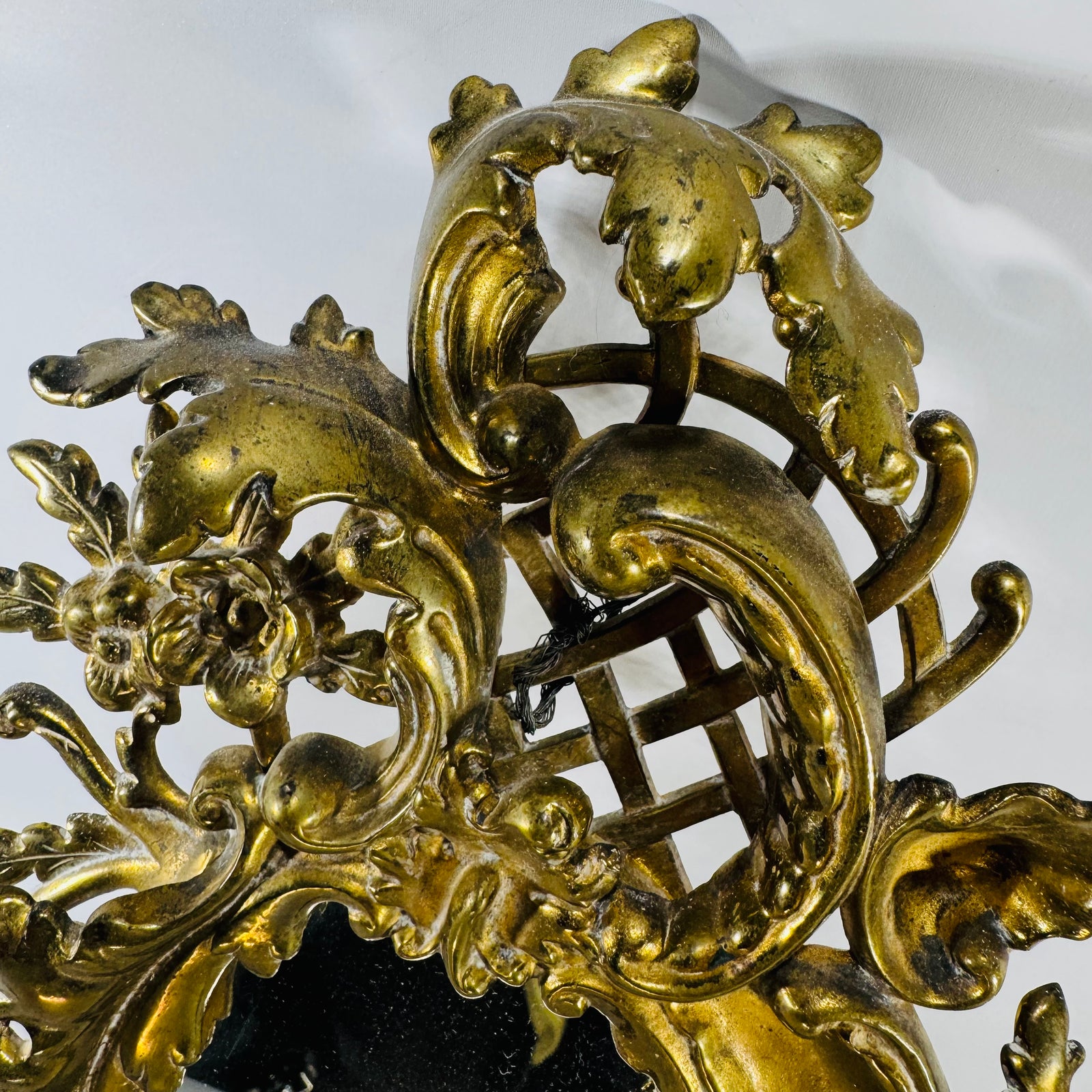 Antique Brass Wall Mirror Rococo Style Victorian Vanity Mirror c1880-1900 Ornate Gold Frame Small Dark Academia Decor