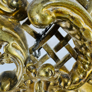 Antique Brass Wall Mirror Rococo Style Victorian Vanity Mirror c1880-1900 Ornate Gold Frame Small Dark Academia Decor